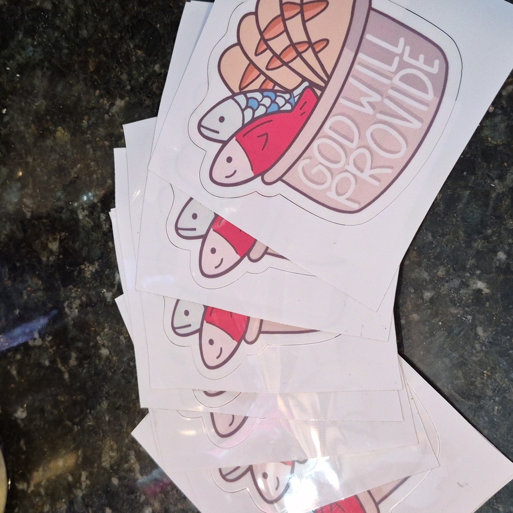 NEW 🐟🥖✝️ CHRISTAN STICKER ✝️🥖🐟 Sermon On The Mount "God Will Provide" VINYL